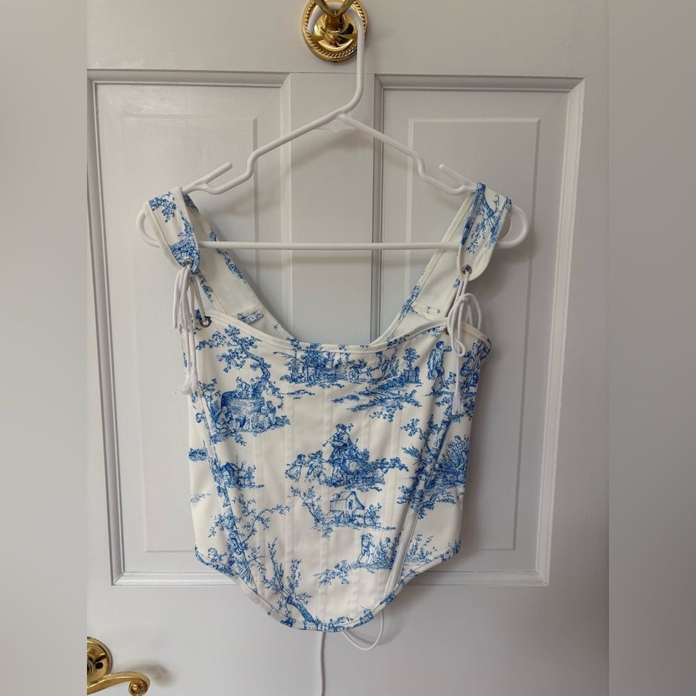 White and Blue Corset Top - Picture 4 of 7
